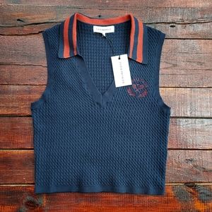 WeWoreWhat Cable Knit Tennis Collection V- Neck Tank Polo NWT Medium Msrp $108
